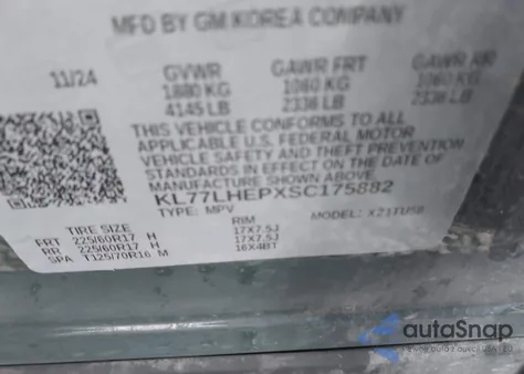 2025 Chevrolet Trax Fwd Lt from USA, damaged, VIN KL77LHEPXSC175882